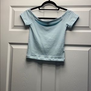 Blue and white off the shoulder top